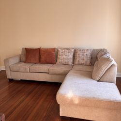 Beige 112'' 2 Piece Right Arm Facing Chaise Sectional