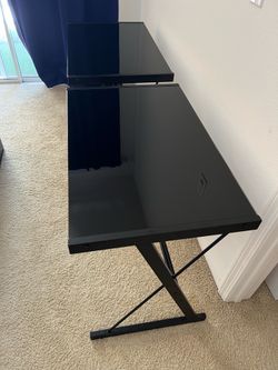 Two Matching Black Glass Home Office Desks / Tables