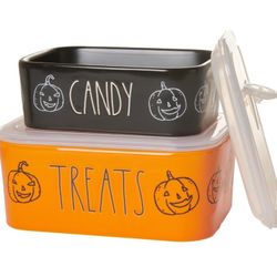 ON HOLD - Rae Dunn Ceramic Halloween Candy & Treats Rectangle Food Storage Set 