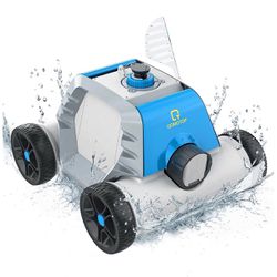 Robotic Pool Cleaner, Cordless Automatic Pool Vacuum with Dual-Suction, IPX8 Waterproof for Pools Up to 800 Sq.ft (Blue, Green)