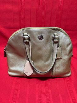 Coach Medium Leather Gold Satchel Bag Safian Leather Purse