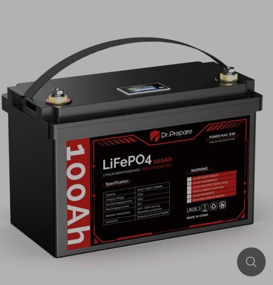 12V 100Ah LiFePO4 Lithium Battery with LED Screen - Connect In Series