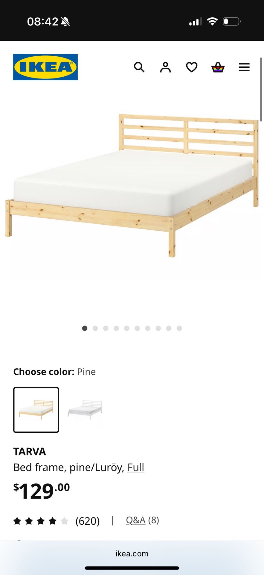 IKEA Tarva Bed Frame And Mattress