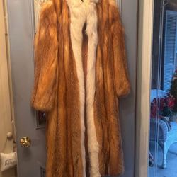 Red Fox Coat Trimmed With White Fox