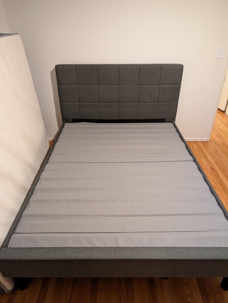 Zinus Upholstered Platform Bed Frame along with Mattress - Queen