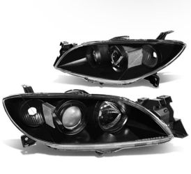 04-09 Mazda 3 Sedan 4-Door Projector Headlights - Black Housing