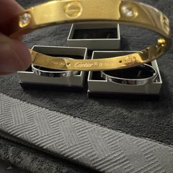 Men/women Cartier Stainless Steel And Gold Bracelets