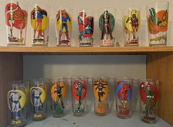 DC Comics Pepsi Super Series Glasses 1976 PERFECT CONDITION COMPLETE SET