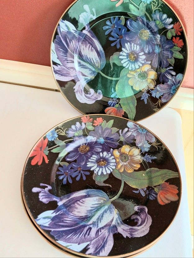 MacKenzie Child Black Market 4PC Dinner Plates