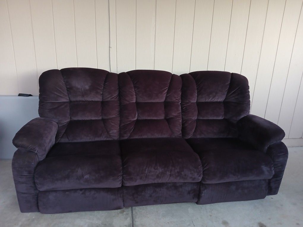 Beautiful Velvet Purple Lazy Boy Recliner Sofa.