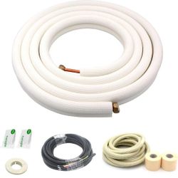 16 Ft Mini Split Line Set,Air Conditioning Copper Tubing Pipe Extension,1/4" & 1/2" 3/8"