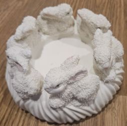 Ceramic Bunny Figurine Candle Holder