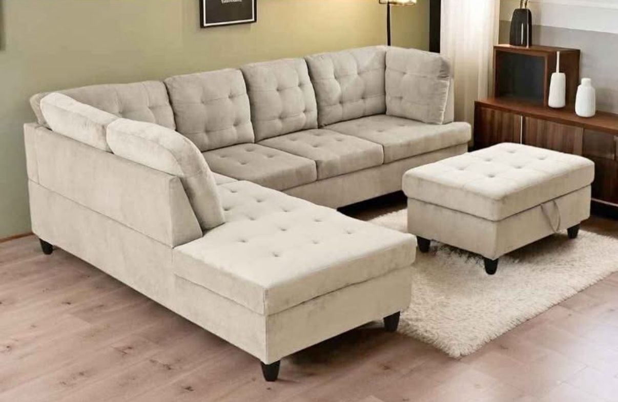 Brand New Sectional Couch Set And Ottoman