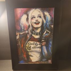 Big Chris Art Harley Quinn Suicide Squad Textured Framed Print DC Comics Wall Decor 14.5" x 21"