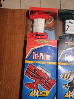 Two Super Size Nylon Kite 54" Wide 3-D KITES 1 Fighter Jet & 1 Red Baron Tri-Plane