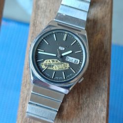 Seiko 5 Automatic Vintage Watch Custom Dial Engraved Mercedes Benz 