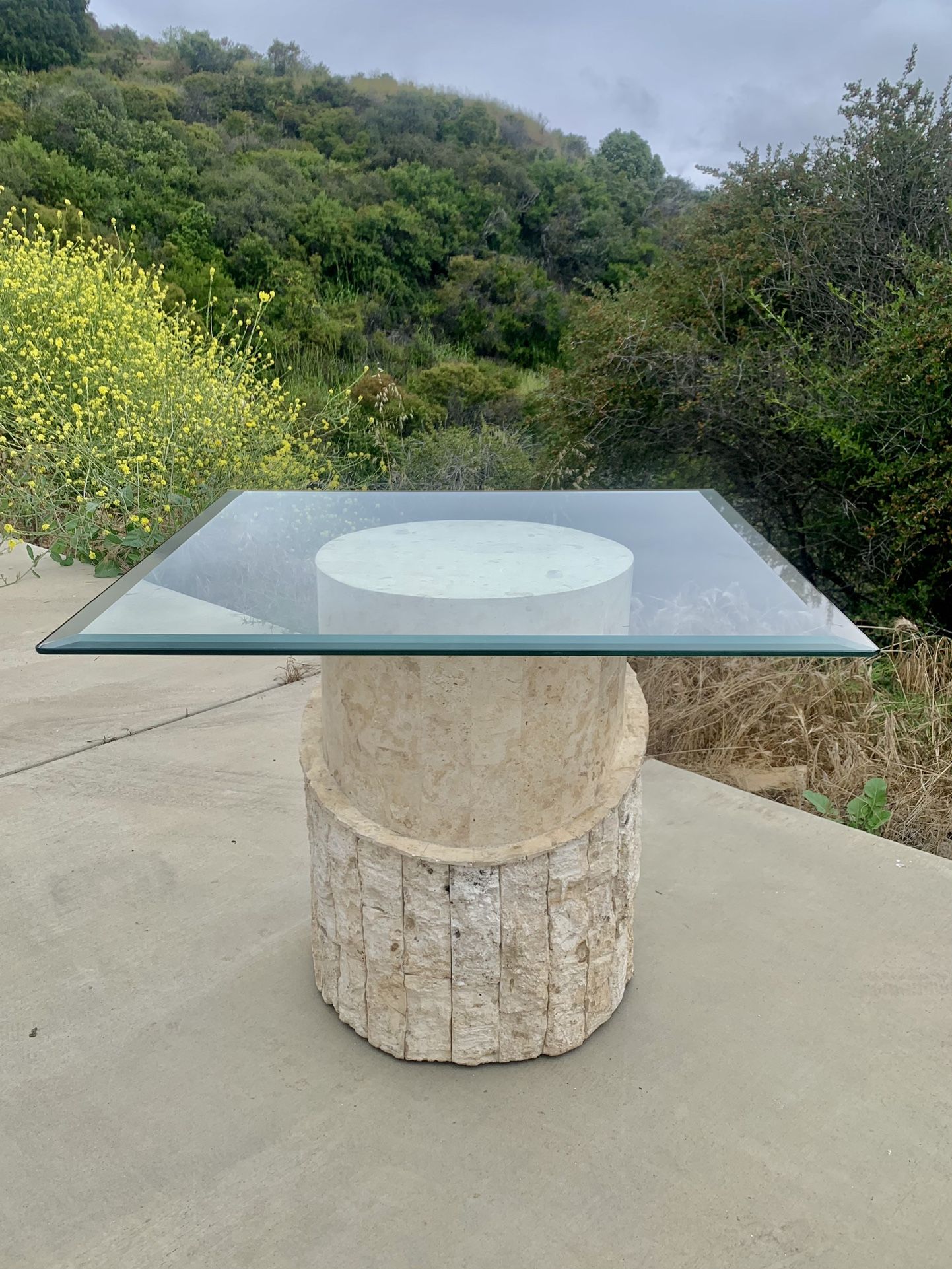 1980s Postmodern Tessellated Stone Accent Table