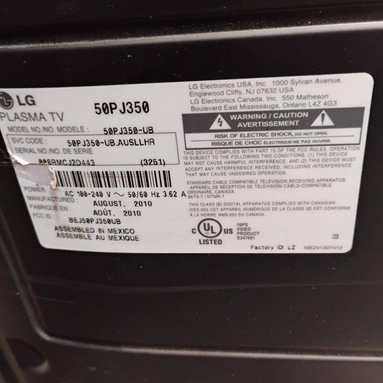 50" LG Plasma TV