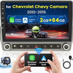 Fuluku【2+64GB】 Android 13 Carplay Radio for Chevy Camaro 2010 2011 2012 2013 2014 2015 with Wireless Carplay Android Auto, 9' Touchscreen Stereo WiFi/
