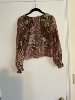 Boho Floral Mixed Print Cropped Blouse