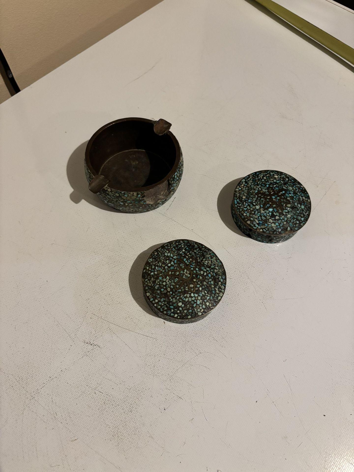 Vintage ash tray with trinket boxes.