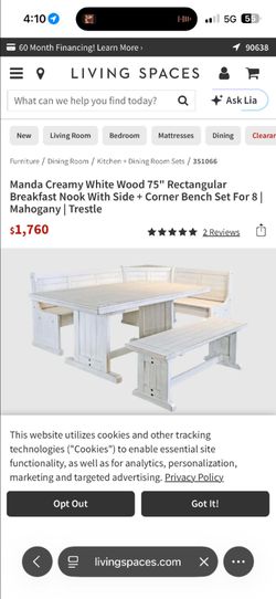 Manda Creamy White Wood Breakfast Nook Set for 8