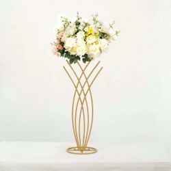 Gold Metal Flower Frame Table Centerpiece 2ft Mermaid Tail Design - Wedding Floral Display Stand