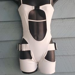 White/ Black Buckle Romper