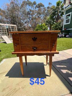 Oak sewing cabinet