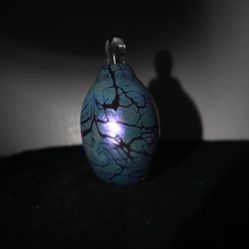 Blue Iridescent Perfume Bottle With Teardrop Holder
