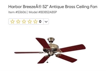 Harbor Breeze 52" Antique Brass Ceiling Fan