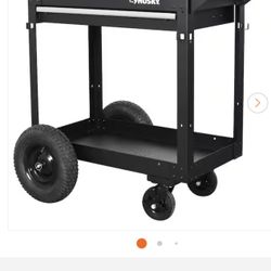 Husky 36 in. 1-Drawer 2-Tray Black All-Terrain Rolling Utility Cart