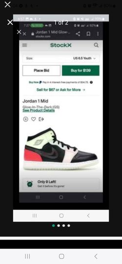 Jordan ones low glow in the dark size 7y