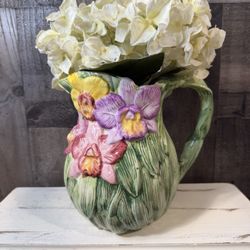 Decorative Floral pitcher with handle