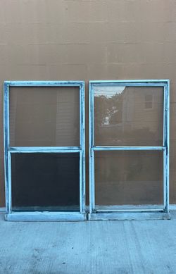 Aluminum Windows 58.5” H x 33.5” W ($40 Both)