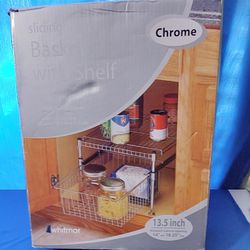 Chrome Sliding Basket with Shelf