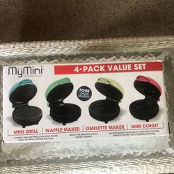 NEW My mini 4 Pack Value Set Waffle, Omelette,grill And Donut