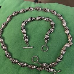 Sterling Silver Necklace And Bracelet Set