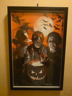 12x18 Framed Horror Icons Halloween Art Print