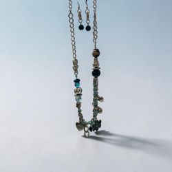 Silver Charm Necklace and Earring Set