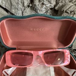 Gucci Pink GG0516S Rectangle Sunglasses