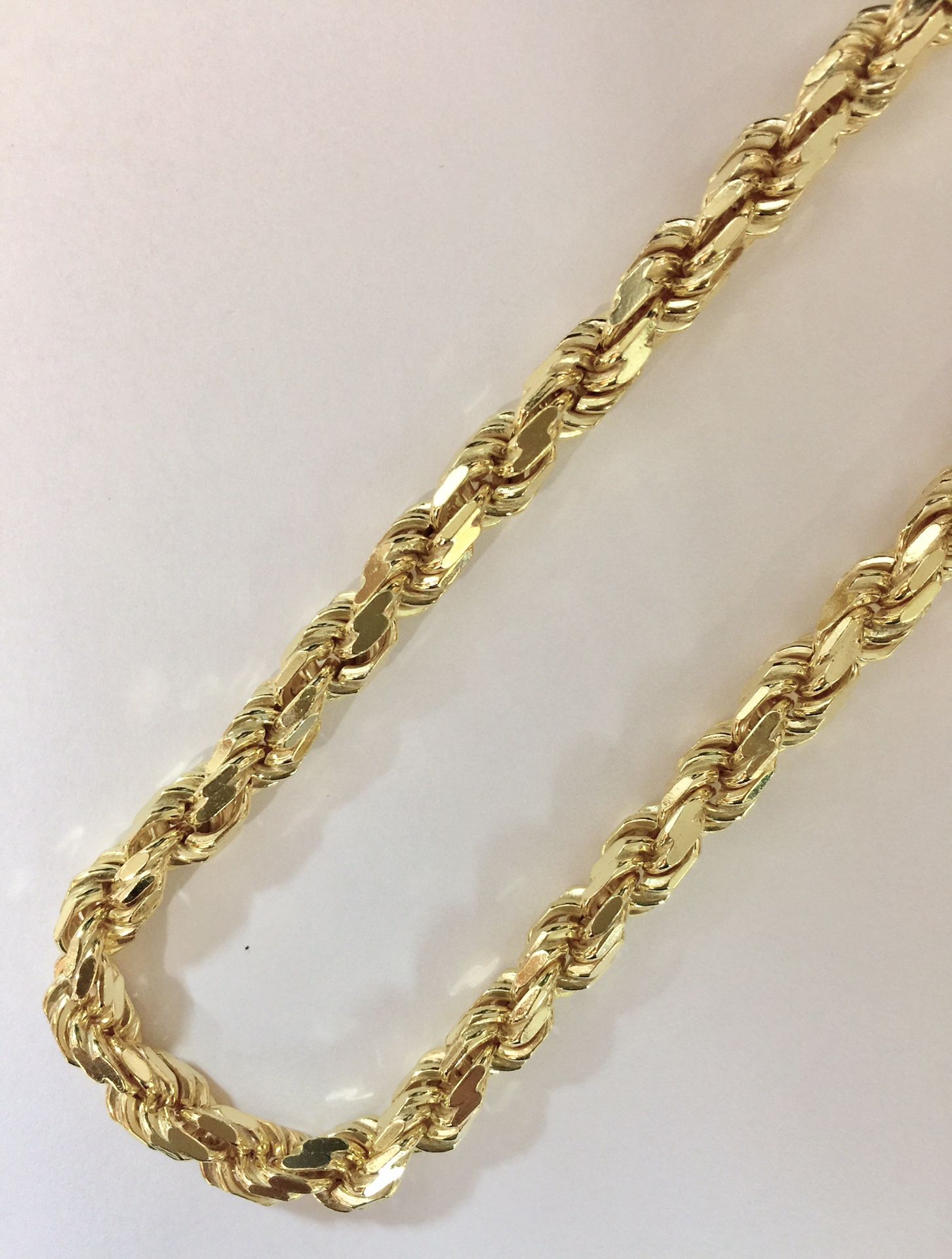 Silver gold plated Diamond cut Rope chain, 7mm, 24"/26"