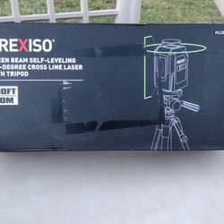 PREXISO 360° Laser Level with Tripod, 100Ft Self Leveling Cross Line Laser- Green Horizontal Line for Construction, Floor Tile, Renovation with Target