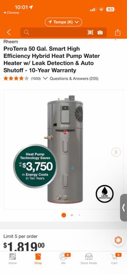 Rheem 50 Gallon Hybrid Water Heater PROUH50 T2 RH350BM New