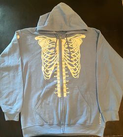 light Blue Skeleton Zip Up Hoodie