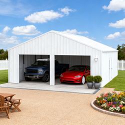 45FT x 25FT Metal Garage Barn Shed – Durable Outdoor Steel Structure Storage Shed - The customer must have unloading capabilities, such as a forklift 