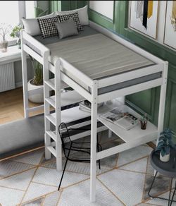 Twin Size Loft Bed with Desk