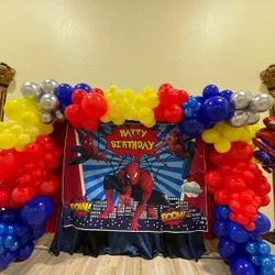 Spider-Man Organic Balloons / Black And Gold Small Set Up 