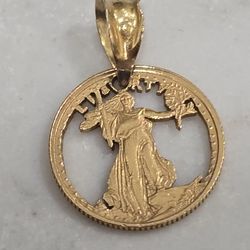 1/10th Ounce .999 Fine Gold Eagle US Mint Cut Pendant
