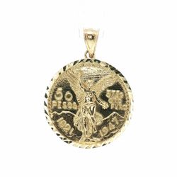 Men’s 14k Yellow Gold 1.25” Inch Mexican 50 Pesos Coin Style Pendant for Necklace GP3139961